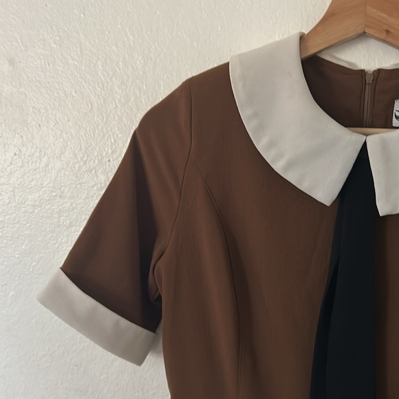 Hell Bunny Vixen Dress in Brown White Black Sz S White is Drab Trashy Diva - Picture 7 of 13